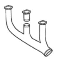 BEECHCRAFT 35 H-P MODEL LEFT HAND EXHAUST STACK (4 BOLT FLANGE, 2 PC CENTER RISER, BEAD JOINT CONNECTION)